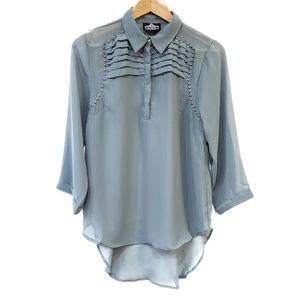 Angie Anthropologie Gunmetal Slate High Low Blouse